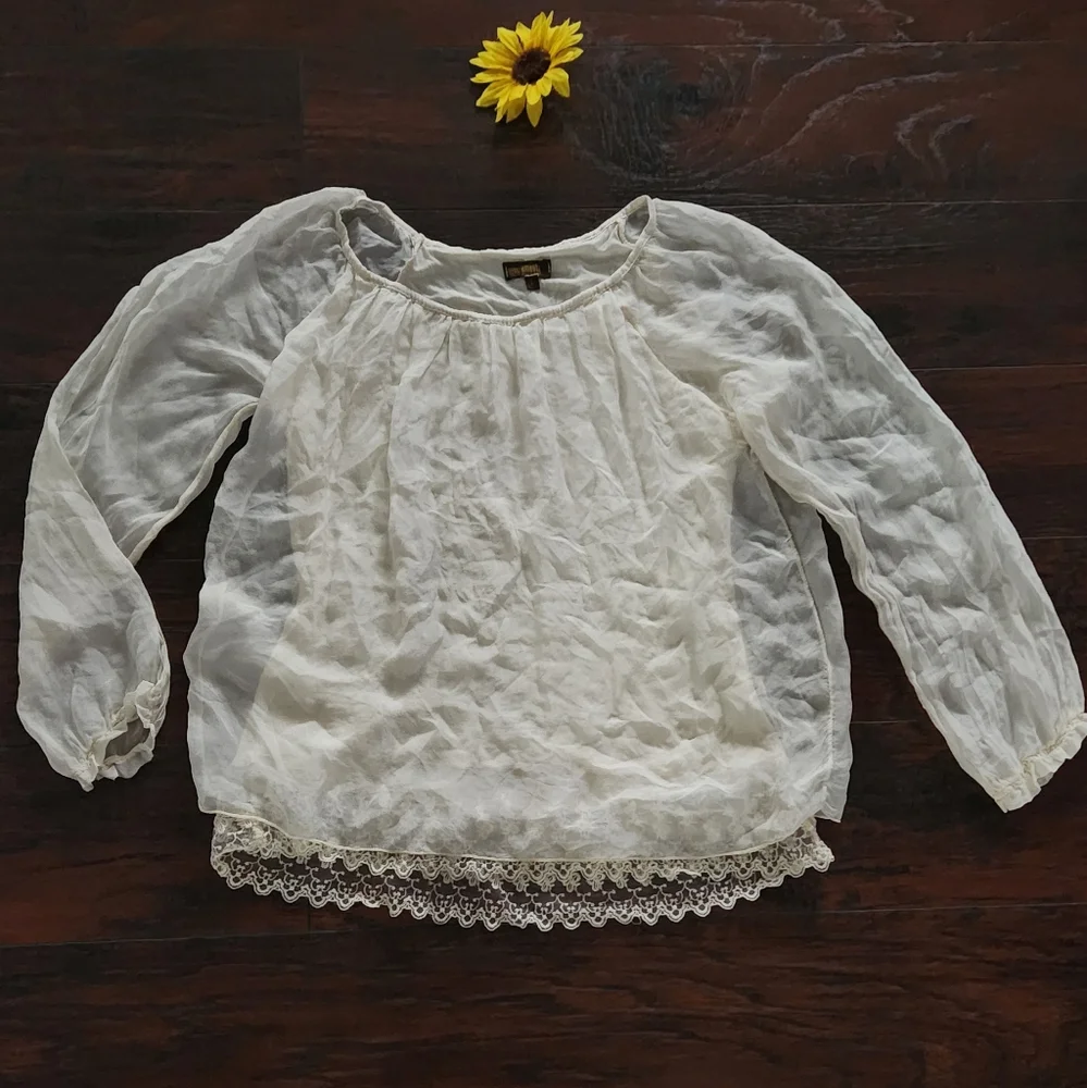 AMANTI SHEER SILK BLOUSE TOP - Picture 4 of 11